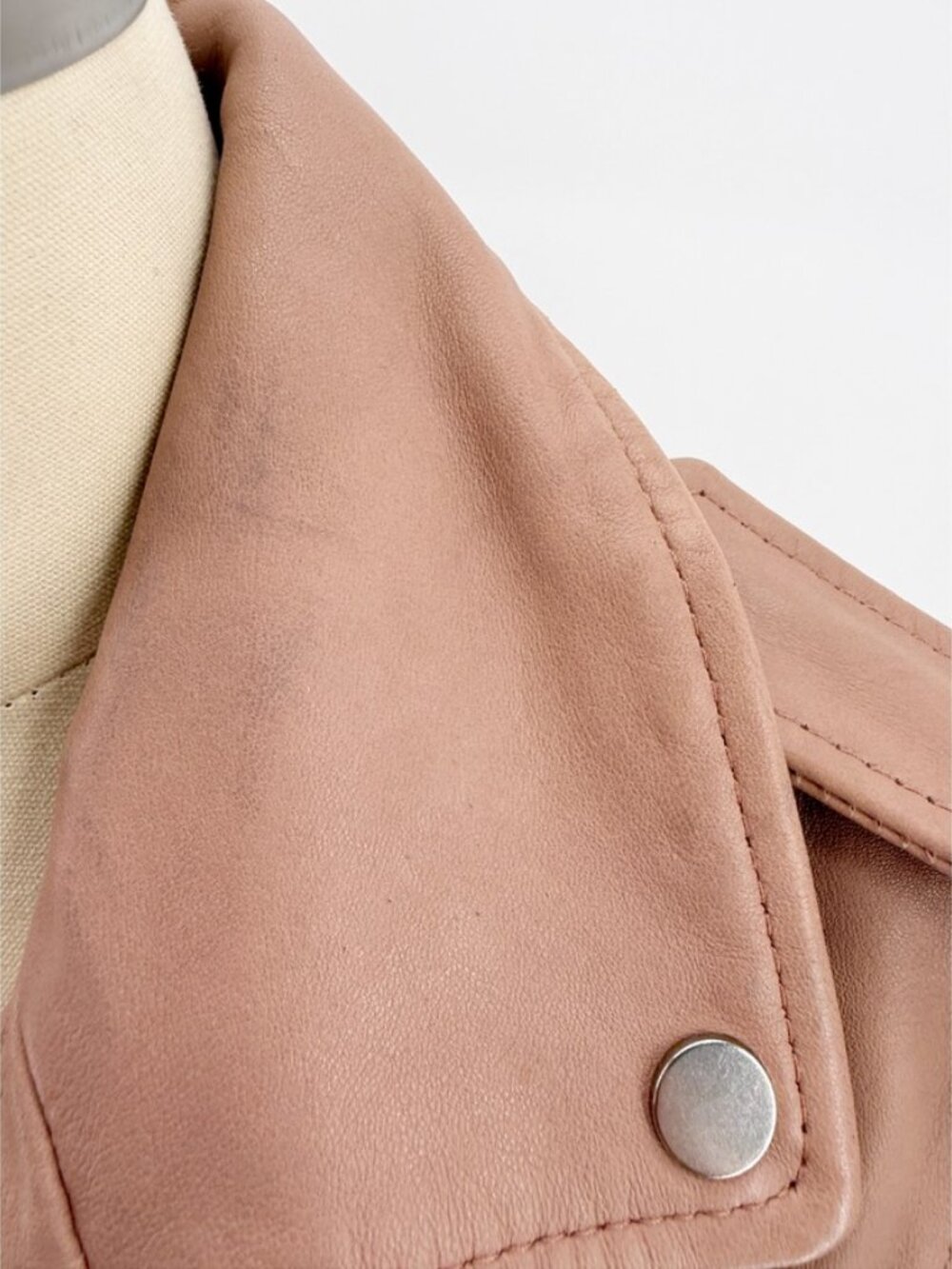 AllSaints Dalby Leather Biker Jacket in Blush Pink - Size US 4 - Picture 4 of 16